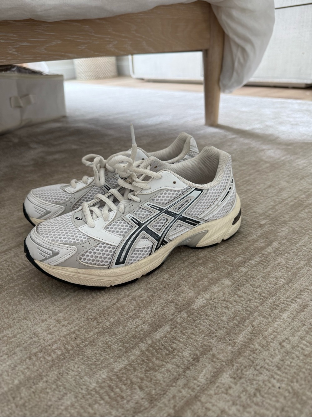 ASICS White and Gray Mesh Running Sneakers